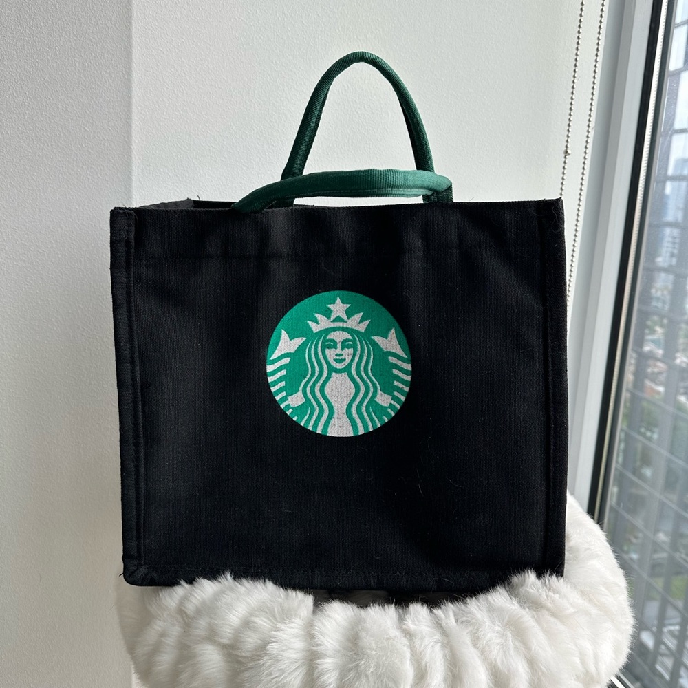 Rare Starbucks Black Boxy Tote Bag